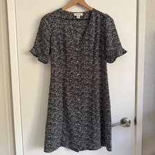 Monteau LA Black Floral Ditsy Baby Doll Dress Vintage 90s Grunge Retro GenX