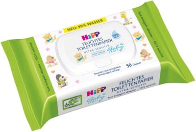 HiPP Babysanft feuchtes Kinder Toilettenpapier, 6er Pack (6 x 50 Stück) 