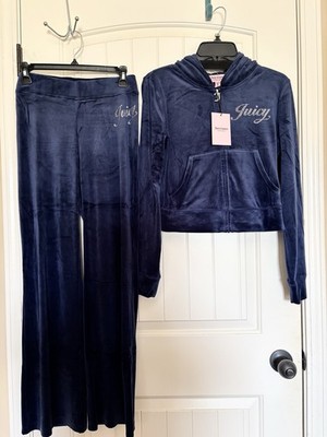 NWT Juicy Couture Size S Velour Tracksuit Set Atlantis Blue Front