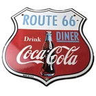 Vintage Route 66 Coca Cola Porcelain Sign - Gas Pump Soda Diner Sign
