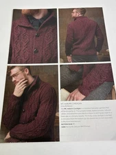 Mt Auburn Cardigan Men's Size Knitting Pattern Magazine Pages