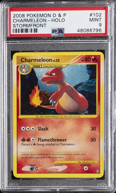 2008 POKEMON DIAMOND & PEARL STORMFRONT #102 CHARMELEON-HOLO PSA 9