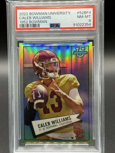 Caleb Williams 2022 Bowman University 1952 Bowman #52BF-4 Graded PSA 8
