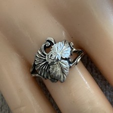 Sterling Silver Ring WM Wheeler Mfg Co. Leaf And Rose Design Size 7.75