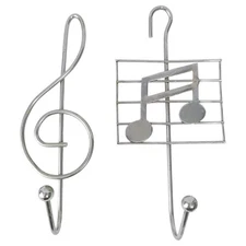 Metal Wire Sculpted Music Note Treble Clef Wall Hanger Coat Hook Key Holder