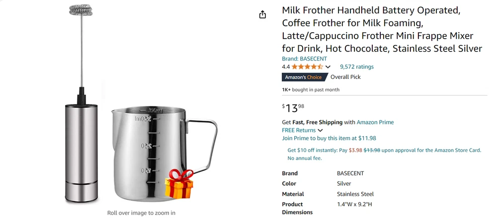 Milk Frother Handheld Battery Operated Coffee Frother For Milk Foaming Latte/cap Milk Frother Handheld Battery Operated Coffee Frother For Milk Foaming Latte/cap
