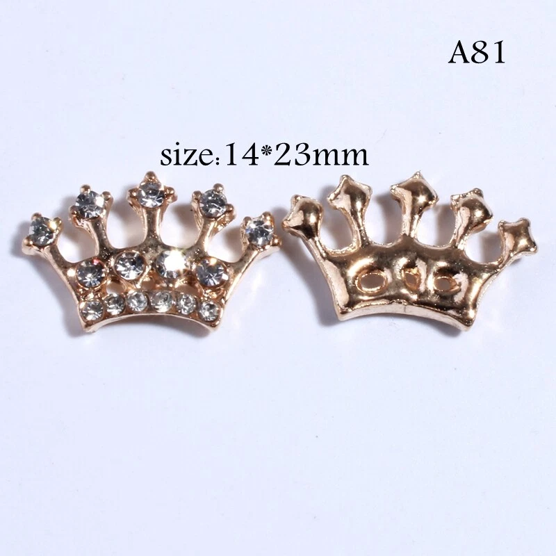 25PCS 14*23MM Fashion Chic Silver Crystal Crown Buttons For Wedding Invitation R - Image 2 of 3