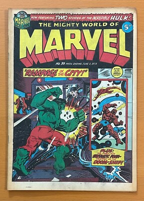 Mighty World of Marvel #35 RARE MARVEL UK 1973. Stan Lee. FN+ Bronze Age comic