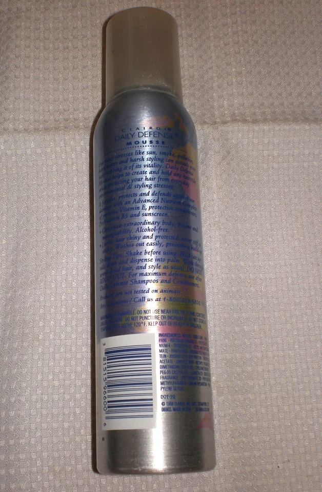 Vintage Clairol DAILY DEFENSE Extra Hold MOUSSE * Body, Volume & Protection RARE - Image 3 of 3