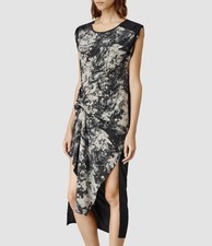 CLEAR OUT/SALE AllSaints Riviera Shade Silk Dress Washed Black Size 8 BNWT £198