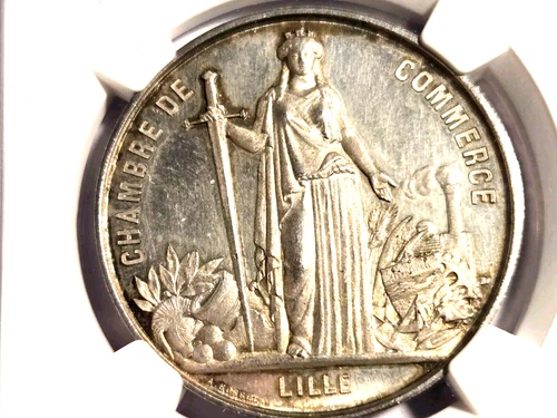 (Undated) France Silver Lille Chamber Of Commerce Borrel NGC MS64