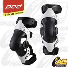 POD K4 2.0 Knee Braces White Black Pair Guards MX Motocross Enduro Quad ATV