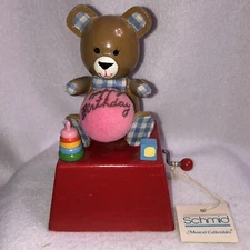1981 Schmid Musical Collectibles Tune "Happy Birthday" Musical Bear Music Box