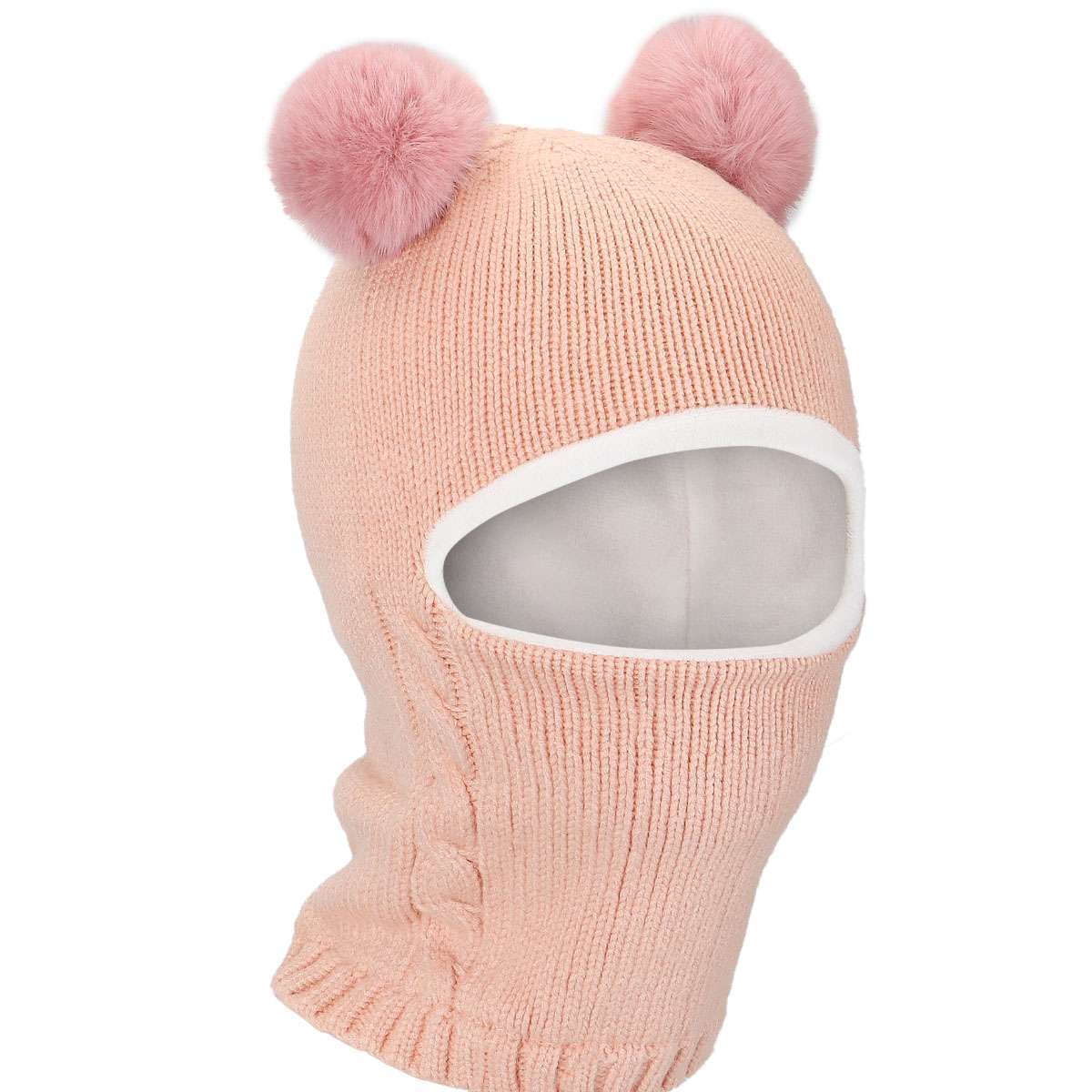 Baby Boys Girls Warm Hat Fur Ball Toddler Balaclava Beanie Cap Scarf Snow Winter