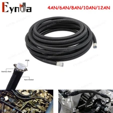 4AN 6AN 8AN 10AN Nylon + Stainless Steel PTFE Braided Fuel Hose Oil Gas Air Line