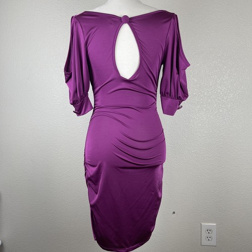 Forplay Cold Shoulder Body Con Satin Dress Size M Club Wear Made in Hollywood - Picture 3 of 12