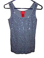 GORGEOUS V Cristina Gray Sequined Tank Top Size Medium EUC