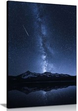 Listing image for Dark Night Sky Falling Stars Framed Canvas Print Wall Art Home Decor