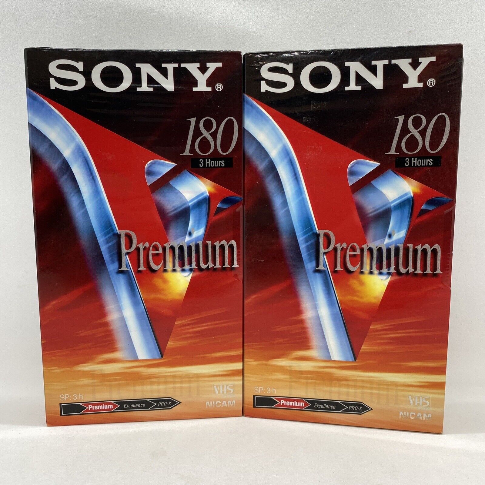 2x Sony Premuim 180 Minute 3 Hour Blank VHS Tape New & Sealed Free Tracked Post