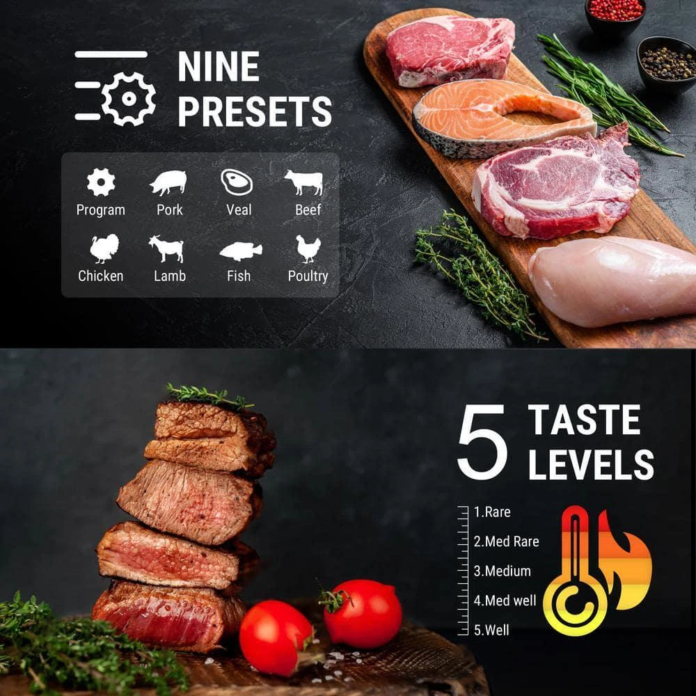 Meat Thermometer Digital Grill Smoker BBQ Wireless w/ Grill Oven Smoker Probe