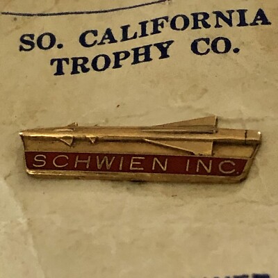 Schwien Inc Missile Systems Lapel Pin Tie Tack Screw Back Vtg Gold Filled A852