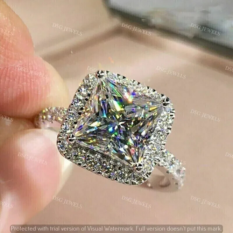 Carat Princess Cut Carat Lab Created Diamond Ring Carat Weight