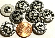 8 Brushed Matte Silver Tone Metal 2-Hole Sew-through Buttons 18mm 11/16" 12298