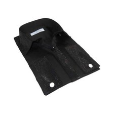 Men CEREMONIA Formal Shirt Rhinestone 100 Cotton Turkey stn 15 tsb Black Fancy