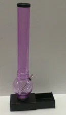 18" ACRYLIC PLASTIC STRAIGHT BUBBLE HOOKAH WATER PIPE T CARB BONG STORAGE BASE