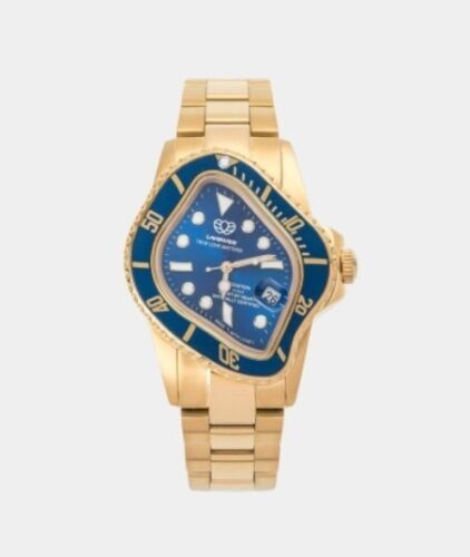 Nuovo Orologio Laarvee Crash Oro Precisione Quadrante Blu Lunetta Blu 43mm Kith Sub - Foto 3 di 3