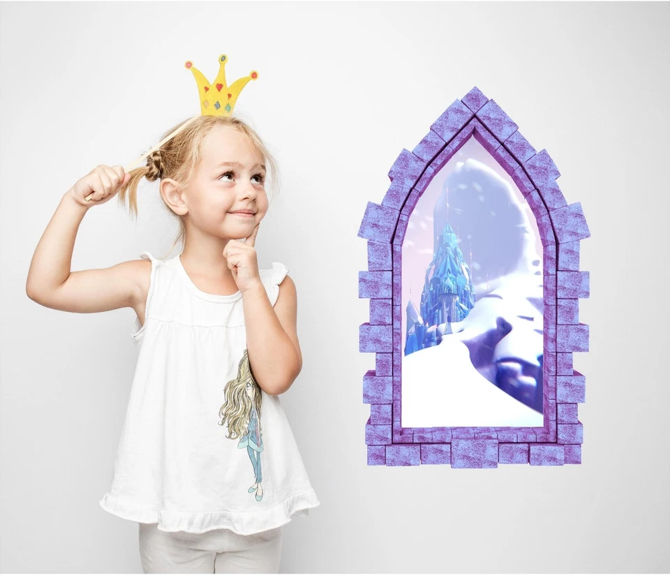 Adesivo de parede Castle Window Disney Frozen 3D janela Elsas Ice Castle - Imagem 3 de 4