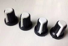 4 Black & White Potentiometer Push On Knobs For Guitar Amp Effect Pedal Mixer