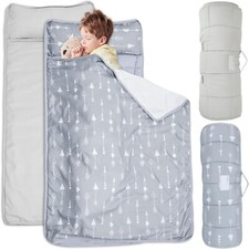 2 Pack Toddler Nap Mat with Removable Pillow Fleece Minky Blanket for Daycare