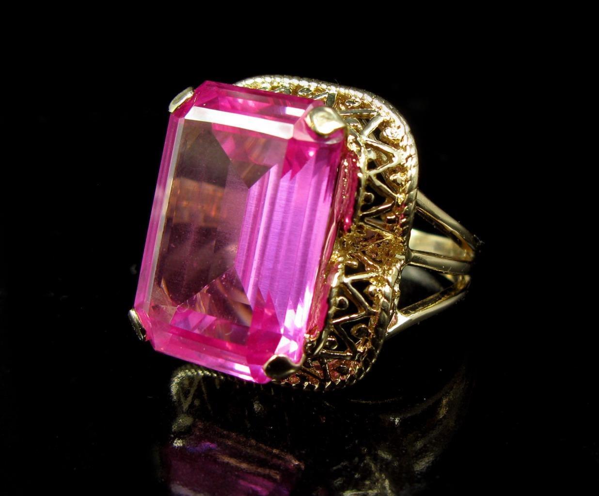 17.0CT Romany Lab-Created Pink Sapphire Emerald C… - image 4