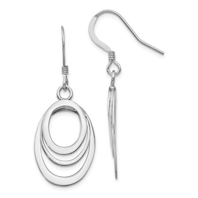 Solid Sterling Silver Rhod-pltd Polished Shepherd Hook Dangle Earrings - 40mm