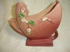 ROSEVILLE POTTERY SNOWBERRY PINK MID CENTURY MODERN FAN VASE 1FH-6