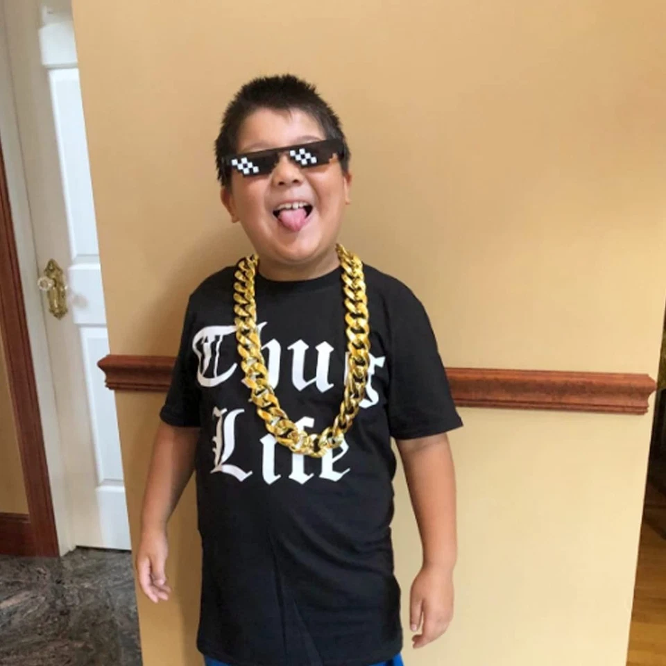 Pacote com 2 correntes de hip hop de plástico grandes e robustas para homens, corrente de rotatividade de prata dourada falsa - Imagem 3 de 4