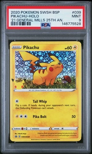 2020 POKEMON SWSH GENERAL MILLS 25TH ANNIVERSARY PIKACHU-HOLO PSA 9