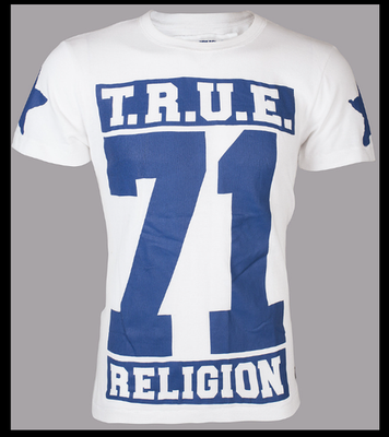 #ad #ad $105 TRUE RELIGION White Blue 71 STARS Short Sleeve Graphic Heavyweight T shirt $17.99