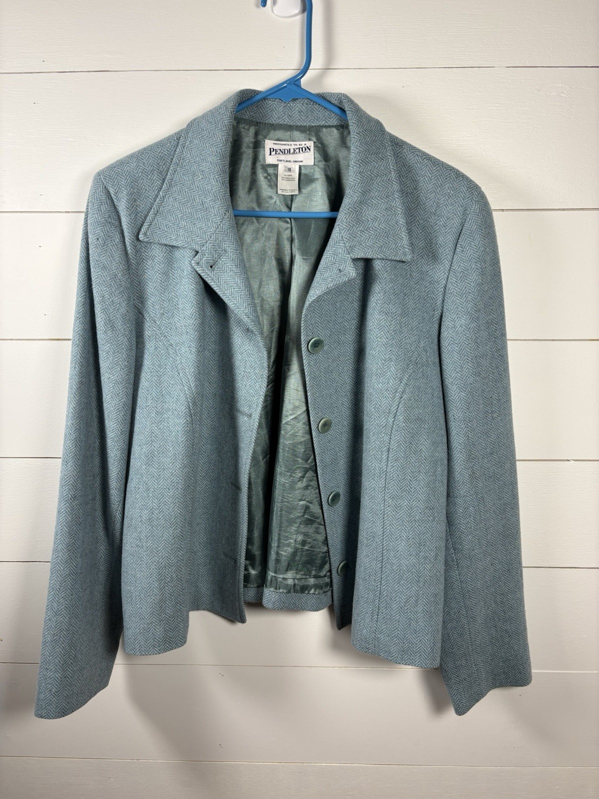 Pendleton Women's Blazer Jacket Light Blue, 100% … - image 1