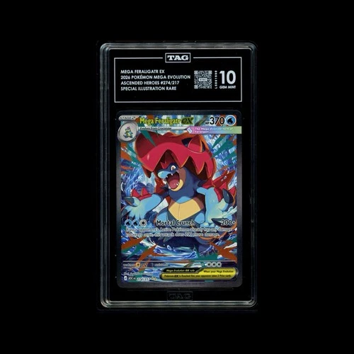TAG 10 GEM MINT Mega Feraligatr ex 274/217 Me: Ascended Heroes SIR Holo