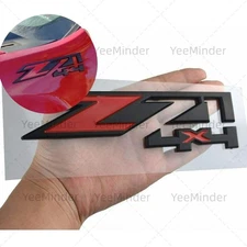 2 PCS* for GMC Chevy Silverado Sierra Tahoe Z71 4x4 Emblem Badges, Black & Red