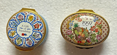 2 Halcyon Days Enamel Trinket Boxes / 1997 Year to Remember / Gift of Friendship