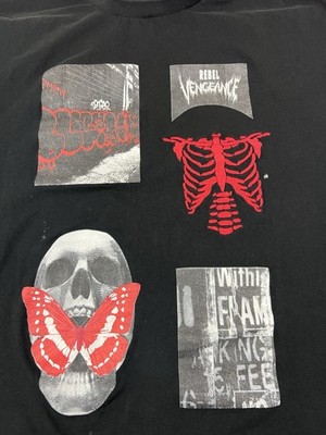 Mens Rebel Vengeance Black T Shirt Skull Butterfly Graffiti Print