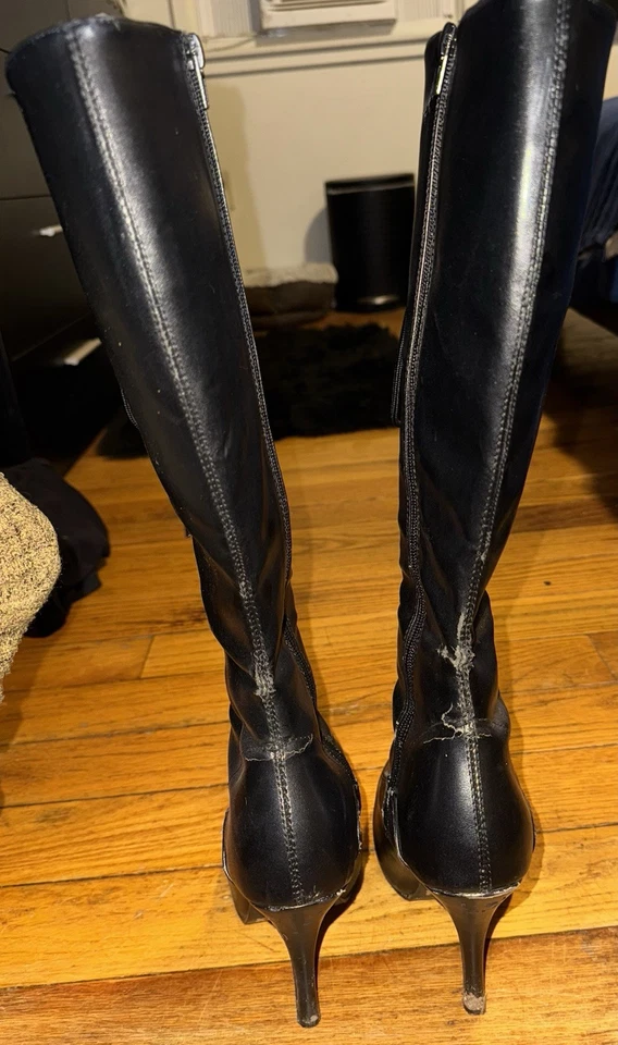 Botas hasta la rodilla para mujer con cordones y cremallera, tacón medio talla 8,5 Foto 4 de 4