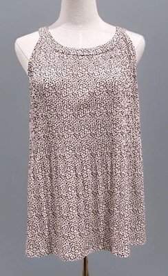 EUC Adriana Papell Cheetah Print Pleated Sleeveless Swing Top Pullover Blouse L