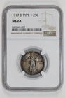 1917-D TYPE 1 STANDING LIBERTY QUARTER NGC MS64