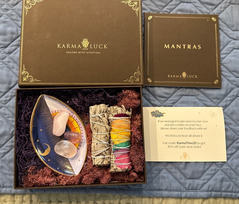 KARMA and LUCK Abundant Prosperity Hamsa Plate and Sage Box HDKLSAGE10