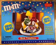 M M  s Desk Telephone Red  Green Characters Vintage NIB Working Phone