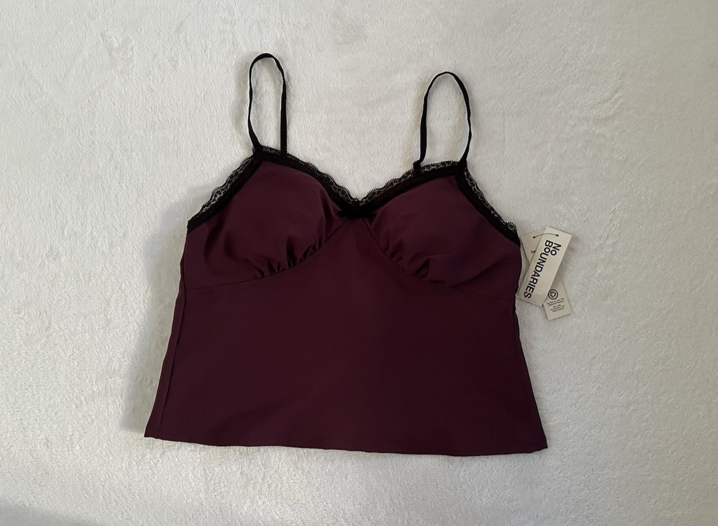No Boundaries Sweetheart Dark Cherry Semi Cropped Tank Top L (12-14) Chest 35"